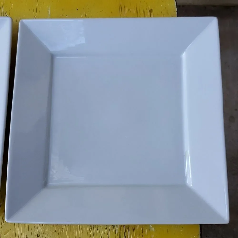 Palm Restaurant White Square Dinner Plate set of 2 9.75